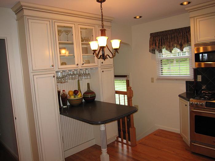 Picture of seating and storage in remodeled kitchen in College Hill, Cincinnati, Ohio